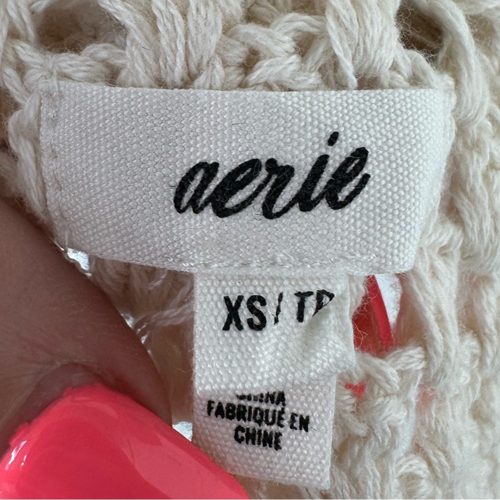 Aerie Crochet Textured Floral Cropped Halter Bra Top XS Neutral - Picture 5 of 9